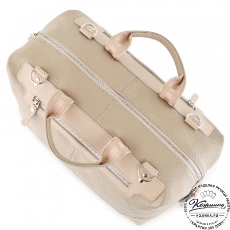  Кожаная дорожная сумка "Сити" (темно-бежевый)